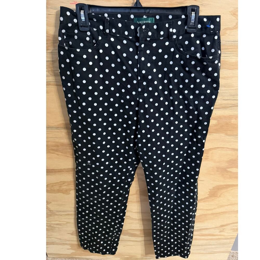 Women's Lauren Ralph Lauren Polka Dot Pants 12 Classic Preppy Timeless - Picture 1 of 3